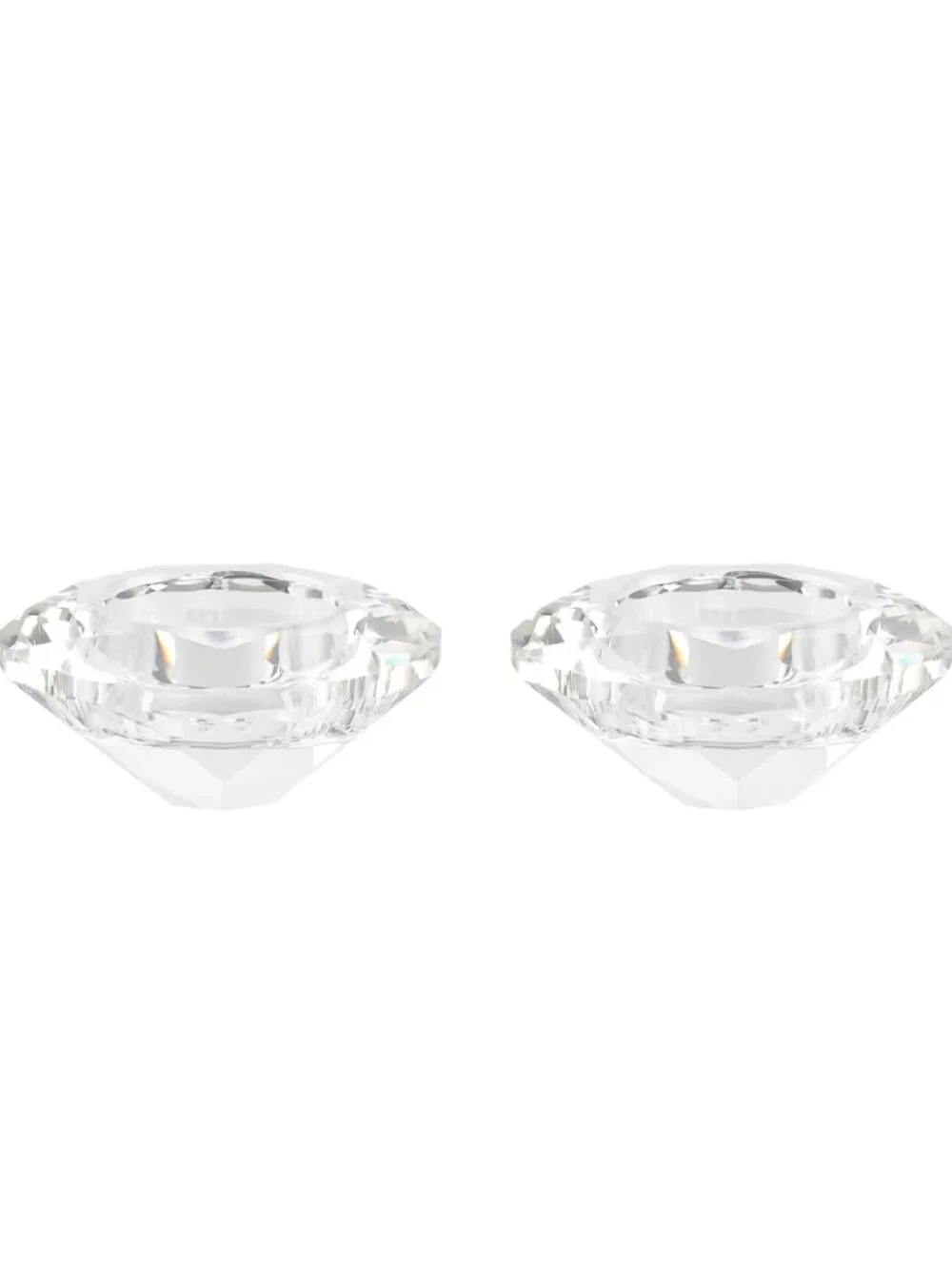 Marvala NWT 2pc Set Crystal Tealight Candles Holders Diamond Shaped